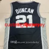 Vintage Mens Retro Classic David 50 Robinson Tony 9 Parker Manu 20 Ginobili Basketball Jersey Noir Blanc Gris DeMar 10 DeRozan Haute Qualité S-XXL