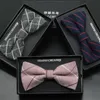 Mens Fashion Vintage Bowtie Check Artificial 100 Cotton Soft Striped Double Fracture Butterfly Men Bow Ties Designer Cravat