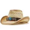 Sombreros de vaquero occidentales simples hechos a mano, sombreros de fieltro para la playa, gorra de paja para hombre y mujer, sombreros de pesca huecos Unisex