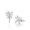 Stud Stamp Silver Color Flower Earrings For Women Korean Simple Vintage Girl Wedding Gift Fashion JewelryStud Kirs22