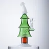 Julstil vattenpipa Xmas Tree Glass Bongs 5mm tjockt duschhuvud perc vattenrör mini små riggar olje riggar glöd i den mörka 14 mm kvinnliga fogen med skål