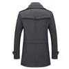 Men's Wool & Blends Men Coats Autumn Winter Solid Color Cold Resistant Woolen Overcoat Doublar Casual Trench Coat Male T220810