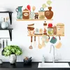Fournitures de cuisine créatives motif autocollant mural décoration d'étagère de restaurant papier peint décor à la maison autocollants amovibles 220607