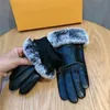 Gants en cuir à cinq doigts pour femmes, grand gant épais en polaire, gants de protection chauffants pour l'hiver