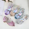 5 couleurs enfants princesse sandales enfants filles chaussures de mariage talons hauts chaussures habillées noeud papillon or rose bleu argent chaussures pour filles 220621