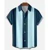 メンズカジュアルシャツ50年代シャツ垂直ストライプ男性用垂直ストライクボタンアップ半スリーブブラウスプラスサイズS-6XLメンズボウリングドレス