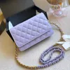 19CM WOC Womens Wallet With Two-tone Chain Card Holder Bags Classic Mini Flap Quilted Gold Matelasse Chain Crossbody Shoulder Luxury Designer Clutch Purse Handbags