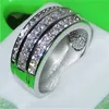 Cluster ringen heren deluxe 10k witgouden prinses-gesneden saffier kristal edelsteen band ring bruiloft voor mannen dames juwelier