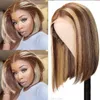 16-26 "Inch New Women's Long Mixed Blonde Brown Straight Front Full Lace Handmade Party Hair Wigs