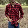 Fall Men's Flannel Plaid Long-Sleeved Casual Button Shirt USA Regular Fit Size S To 2XL, Classic Checkered, Double Pocket Design 220323