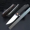 Couteau pliant de qualité supérieure R7601 Flipper D2 Pierre Wash Drop Point Lame Fibre de lin avec poignée en tôle d'acier inoxydable Roulement à billes Couteaux de poche à ouverture rapide