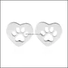 Stud Earrings Jewelry Love Heart Hollow Dog Paw Ear Copper Small Animals Footprints Earrs For Women Men Drop Delivery 2021 Tihz6