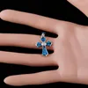 Pendanthalsband Patonce Cross Ocean Blue Fire Opal CZ Silver Plated Jewelry for Women Neckpendant Necklacespendant