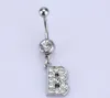 26 Cartas Initais Charmoso Corpo Piercing Cristal Rhinestone incrustado Umbigo Botão Anel de Aço Inoxidável