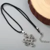 Celtic Infinity Winot Naszyjnik dla mężczyzn Kobiety Celtic Eternity Węzeł urok czarny skórzany łańcuch amulet biżuteria