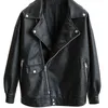 Ftlzz h￶stkvinnor faux l￤derjacka Motorcykel l￤derjacka svart l￶s bf outwear 220813