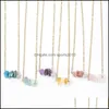 Konst och hantverk Naturlig 5-10 mm kvartssten Reiki Healing Crystal Chakra Pendant Necklace For Women Jewelry Drop Delive Sports2010 DZQ