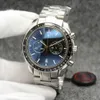 Relojes para hombre con cronógrafo de cuarzo de 44 mm de alto grado, manecillas rojas, pulsera de acero inoxidable, bisel fijo con un anillo superior que muestra marcas taquimétricas