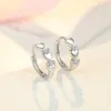 Hoop & Huggie Sterling Silver Cute Crystal Diamond Moissanite Flower Earrings For Women Girl Engagement Studs Earring Jewelry