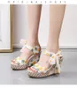 Sandals Summer Wedges Women Bowknot Platform Fruit Print Ribbon Shoe Female Casual Ladies Fashion Open Toe SandalSandals