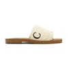 Les plus populaires Designer Canvas Slippers Femmes Woody Mules Sandales plates Rubber les glisse