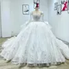 Skräddarsydd balklänning Bröllopsklänningar Glitter Dubai Arabia Långärmade Pärlor Spets Applikerade Kristall Brudklänningar Riktiga bilder 2022