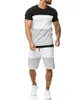 Socicador de rastreo para hombres Squit Set Short Men Casual Multi-Color Contrast Traje de deportes al aire libre Camiseta de 2 piezas Logomen personalizado