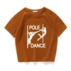 Pole Dance Gráfico Engraçado Mulheres Casuais Crop Top 100% Algodão Curto Camiseta Mulheres Camisetas Verano Mujer Roupas Harajuku 220321