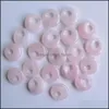 Encantos 18 mm Cristales de piedra natural Gogo Donut Colgantes de cuarzo rosa Cuentas para la fabricación de joyas Mjfashion Drop Entrega 2 Dhj6O