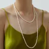 Chains Timeless Wonder Long Natural Pearl Statement Necklaces For Women Designer Jewelry Kpop Party Gift Prom Egirl Versatile Top 3237Chains