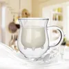 Creative Tumblers Cow Double Layer Glass Creamer Cup 250ml Lovely Milk Jug Juice Tea Coffee Cups Clear Glasses Mug Milk Frother Pitcher ZC1215