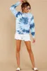 Harajuku Blue Tie Dye Womens Clothes Hoodies Street Hip Hop Pastel Sweatshirt for Women Printing Loose Leisure Hoodie 220816