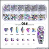 Nagelkonstdekorationer Salong Health Beauty 1 Box Nails Decoration Flatback Mti-Size Glass Crystals Ab Rhinestone Craft Crystal 3D Decor Flat