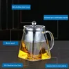 550ml Clear Heat Resistant Glass Teapot Stainless Steel Infuser Filter Basket High Transparency Heated Square Kettle Flower Tea Pot High Borosilicate ZL0741