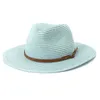 Candy Color Casual Sun Straw hoeden voor vrouwen Fashion Summer Men Beach Panama Jazz Hat Femme Male brede rand Vakantiebureau hoeden