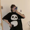 Japanese Roul Reound Round Slave Shirts T Camisetas Mulheres Algodão Hailável Kawaii Panda Bordado Tops Harajuku Tshirt Tee 220721