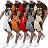 Mody King list Tracksuit Boys Men Summer Sportswear krótkie rękawowe T-shirt i szorty krótkie spodnie 2 sztuki garnitur męski odzież set47