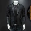 Black Jaqueta de Couro Masculina Outfit Pu Leather Jackets 5xl Autumn 2022 Faux Leather Jacket Motorcykel Stäng ner jackor L220801