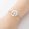 Fashion round Hollow out silver gold stainless steel tree of life bracelet link chain bracelets for women men jewelry