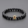 Charm Armband Classic Skull Men Armband Pave Cubic Zirconia Vintage 8mm Lava Stone Strand for Jewelry GiftCharm Lars22