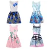 Summer Kids Dresses For Girl Butterfly Floral Printed Sleeveless casual Girl Dresses Age 6 8 9 10 11 12 16 Year Party Dress 220324