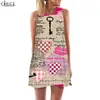 Dames tanktops retro spapers 3d print uk big ben losse jurk sexy mini short party vrouwelijke vest mouwloze jurk w220617