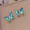 Colorful Butterfly Trendy Jewelry Fashion Multi-color Dangle Earrings For Women 2022 Simple Glass Korean Stud Earrings Party Gift