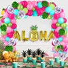 Parti Dekorasyonu Yaz Pembe Flamingo Dekor Balon Banner Tropikal Hawaiian Doğum Günü Malzemeleri Luau Aloha