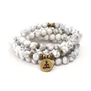 Bracelets porte-bonheur 8mm perles de pin blanc brin Bracelet ou collier Lotus Bouddha OM Chakra prière Yoga 108 Mala BraceletCharm Kent22