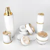 30/50/100ml Empty Acrylic Pump Lotion Bottles Pearl White Water Droplets 5/10/15/30/50g Refillable Cream Makeup Emulsion Container Pot Cosmetic Storage Jar