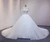 Księżniczka Linia Suknia Ślubna Elegancka Długie Pociąg Kaplica Suknie Ślubne Sexy Off The Ramię Ivory White Tulle Bride Suknie Ślubne Lace Up Plus Size Robe de Mariee