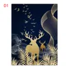 Abstract Golden Stag and Flock of Geese Prints Wall Art Canvas Painting Wall Pictures For Living Room Decor