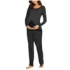 Sleep Lounge Maternity Winter Long Sleeve Pyjamas Women Pregnant Nursi J220823