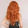 オレンジジンジャー合成ウィッグロングウォーターウィグ前髪の女性のためのハロウィーンコスプレパーティーデイリーナチュラル暑さのウィッグ